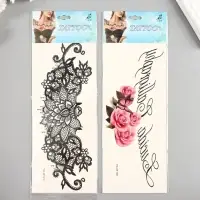 Переводная тату на тело &laquo;Кружево или Цветы&raquo;, на грудь, спину, 34&times;12 см, МИКС