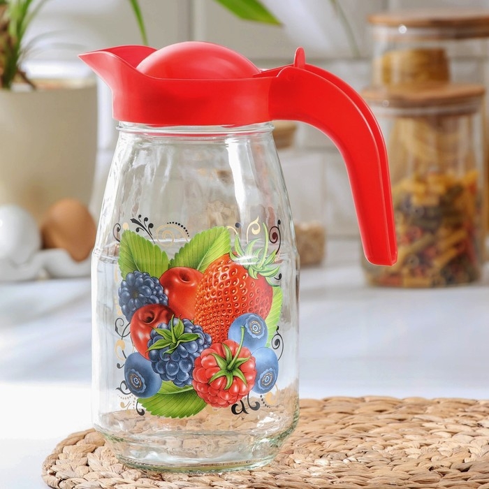 Кувшин с крышкой &laquo;Ягодный фреш&raquo;, стеклянный, 1,5 л, с крышкой