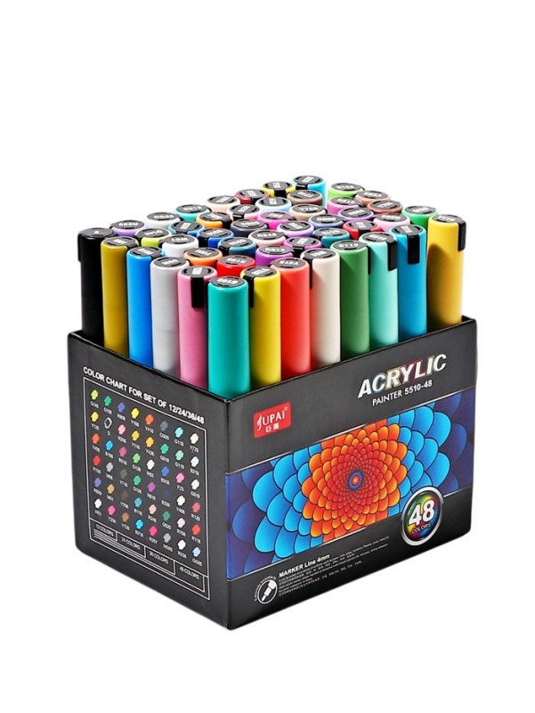 Набор маркеров акриловых 48 цветов, пулевидный наконечник 4мм