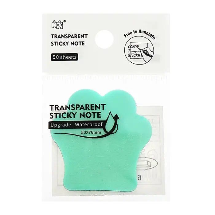 Блок-закладка с липким краем пластик Лапка 50л, зеленый, 45мм х 45мм  CALLIGRATA