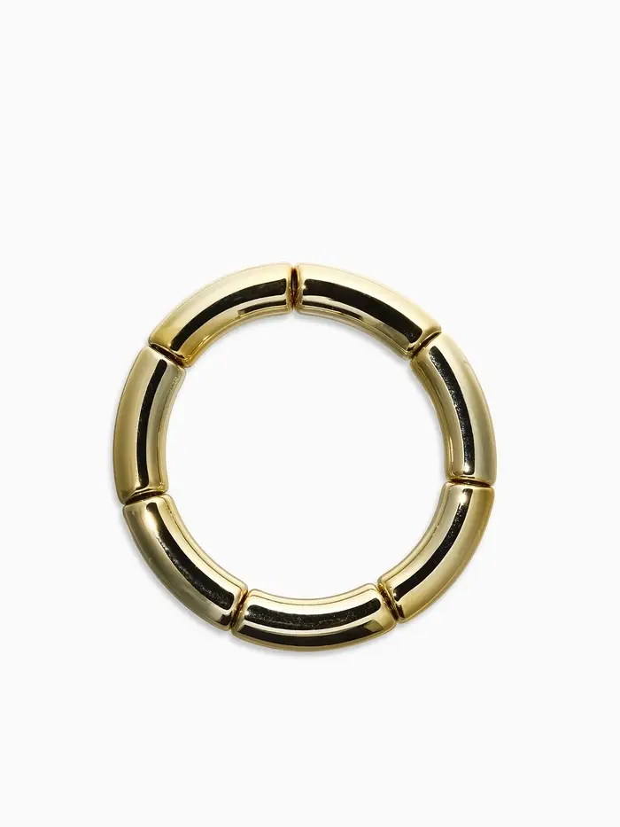 Браслет пластик на резинке "Стиль" гладкий, цвет золото