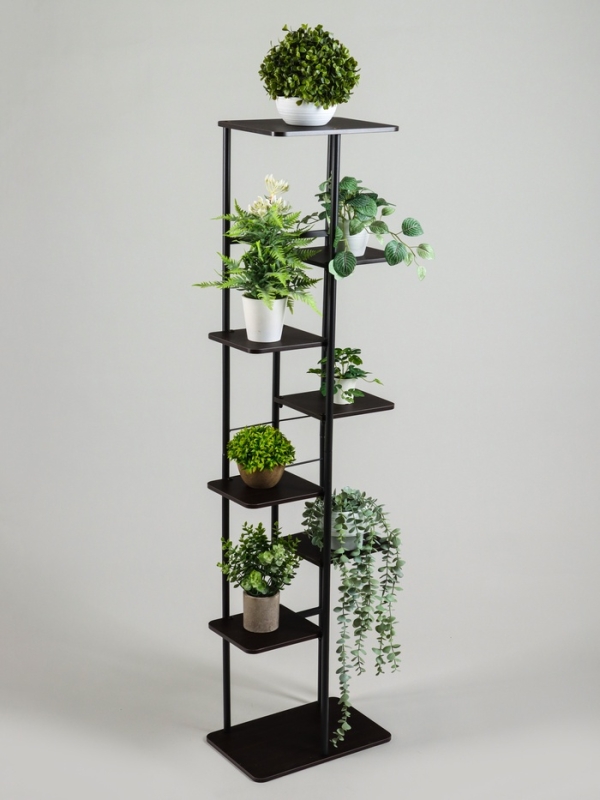 Подставка для цветов Greengo, 8 полок, 36 &times; 23 &times; 136 см, напольная, каркас металл, полки МДФ, чёрная
