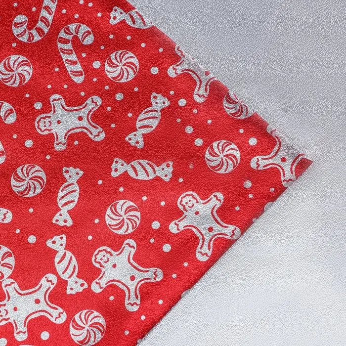 Плёнка упаковочная фольгированная &laquo;Снеговик&raquo;, 70&times;50 см, красный