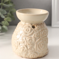 Аромалампа керамика "Розочки" бежевая 8х8,5х9,5 см