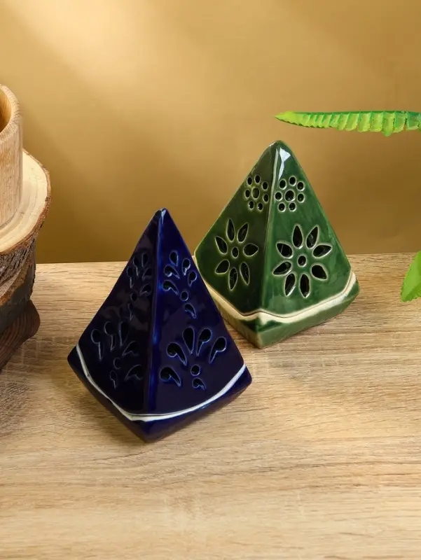 Подсвечник "Пирамидка" керамика, цв. МИКС, 8х8х12 см