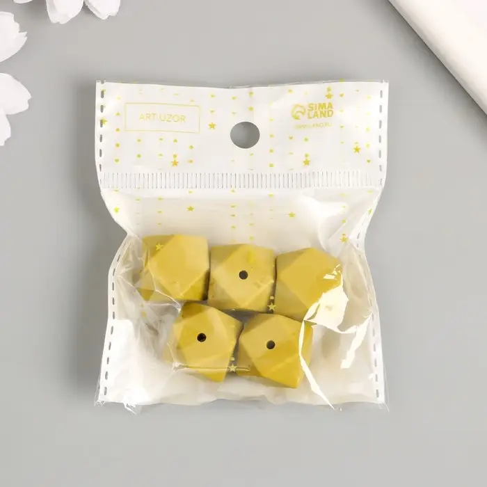 Бусина силикон "Многогранник" оливковая d=1,7 см