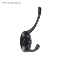 Крючок мебельный ТУНДРА TKd=002 LIGHT, двухрожковый, черный