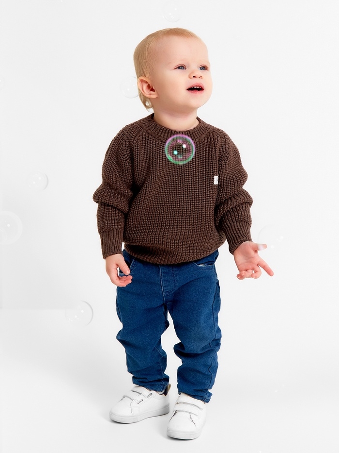 Джемпер вязаный Крошка Я, рост 92-98 см, коричневый