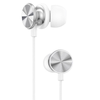 Наушники Hoco M96, проводные, вакуумные, микрофон, 1.2 м, серебристые