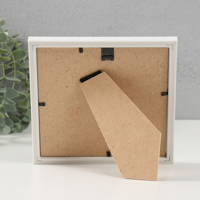 Фоторамка пластик "МИРАМ" 15х15 см, 636461-3, белый с золотом (пластиковый экран)