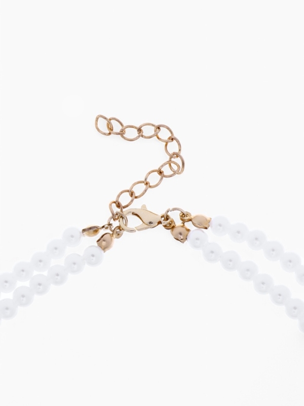 Кулон с жемчугом &laquo;Сердце&raquo; бусина №6, цвет белый в золоте, 45 см