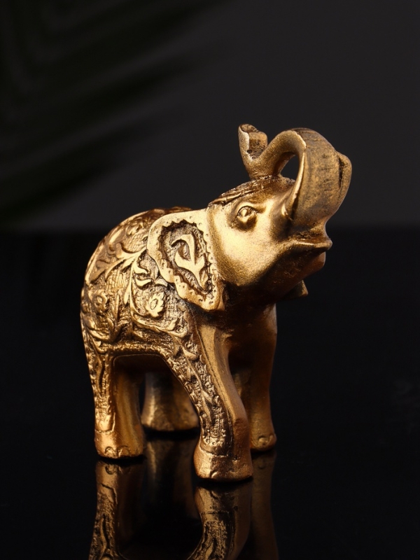 Фигура "Слон резной" 10х9,5х3 см, бронза