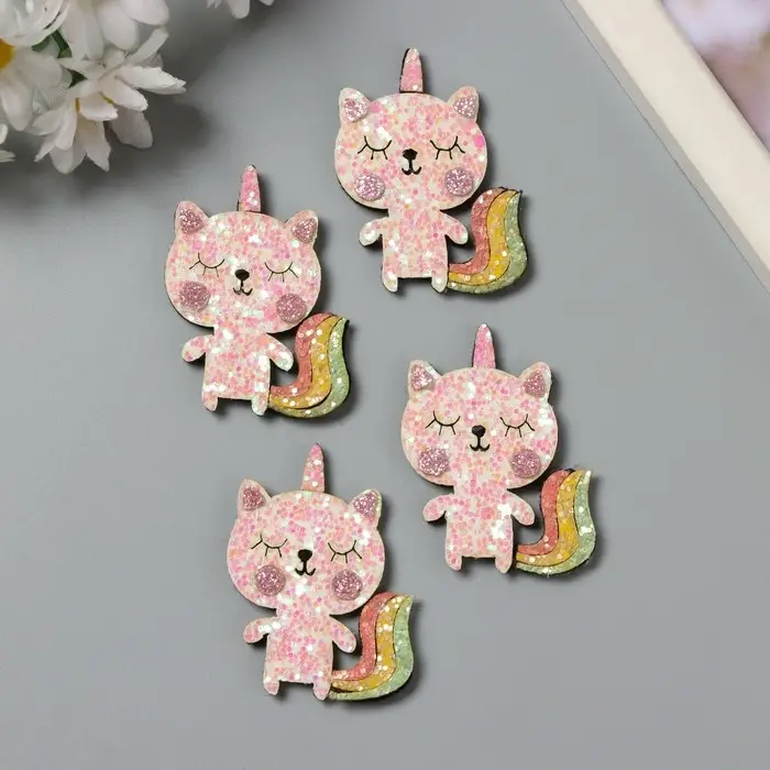 Декор для творчества войлок блеск "Котик единорог" 5х4 см