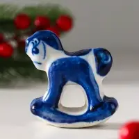 Сувенир "Конь-качалка", 5х5 см, гжель