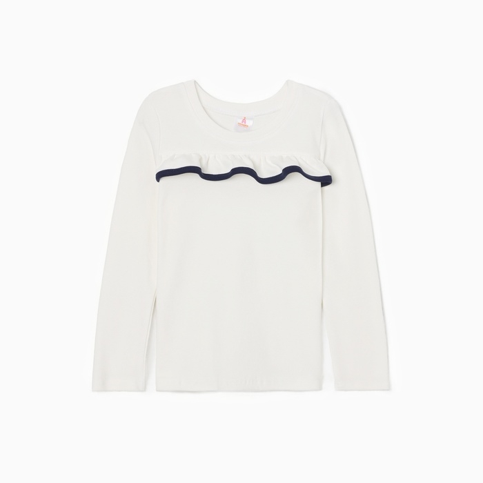 Джемпер для девочки школьный, цвет молочный, рост 122 см