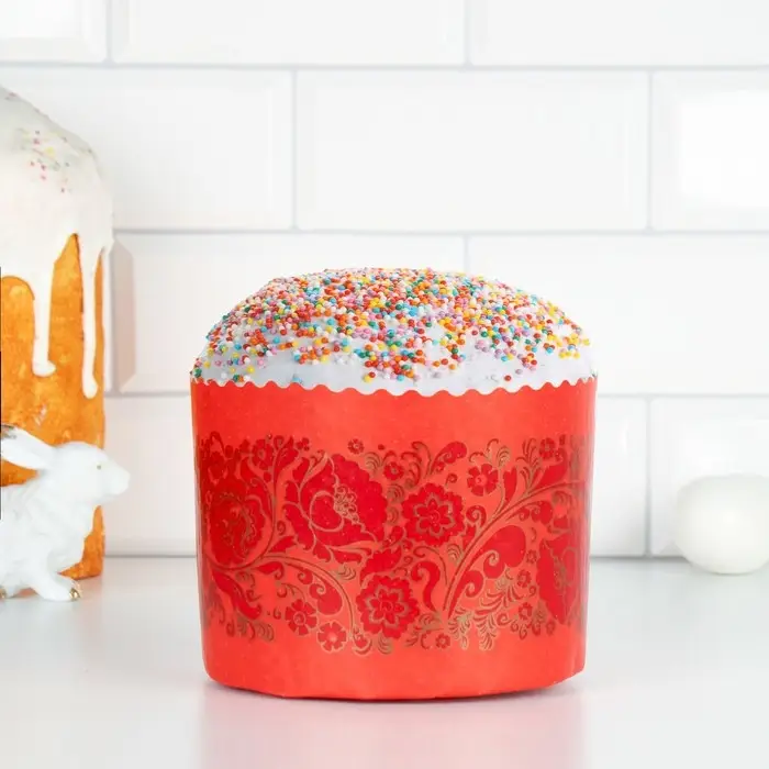 Форма бумажная для кулича &laquo;Красная Пасха&raquo;, 13.4&times;10 см, МИКС