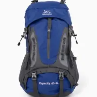 Рюкзак тур 65+5л, 30*20*53, отдел на шнурке, 5нар+2вн кармана, цвет синий