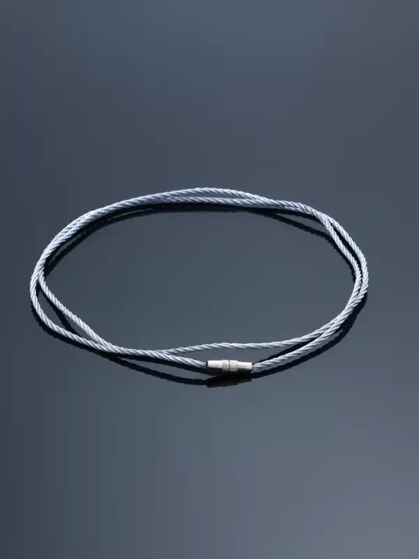 Шнурок гайтан 60 см d=2 мм, цвет серебряный, винтовой замок серебро