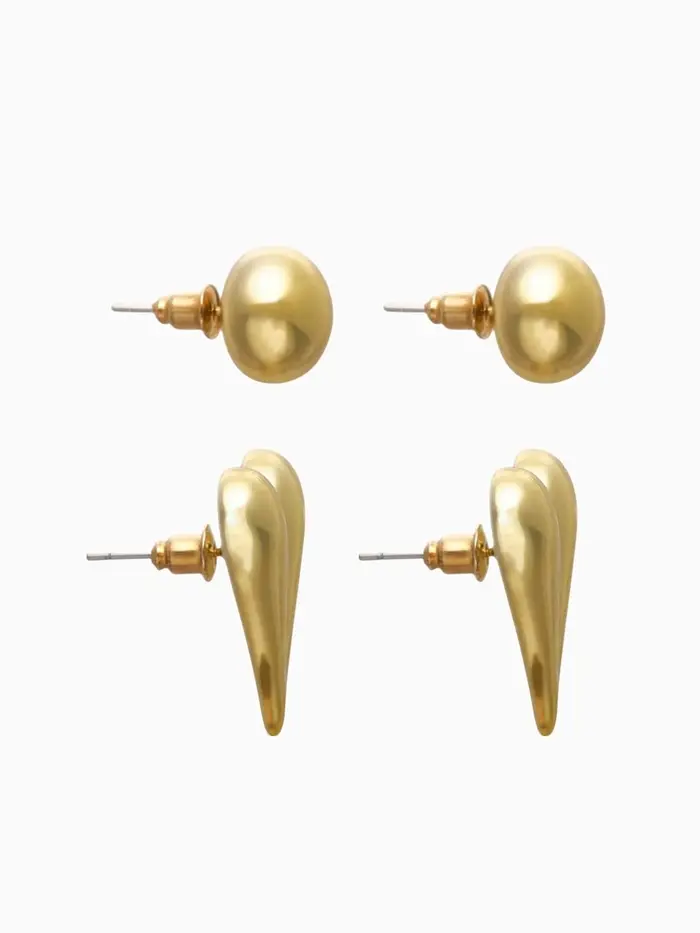 Набор серьги "Сердце" нежность, цвет золото