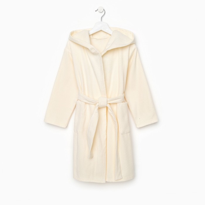 Халат махровый детский "Динозавр"  р-р 32 (110-116 см), бежевый