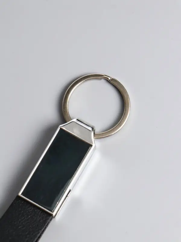 Брелок под нанесение кожзам, металл "Ремешок" размер окна 3,3х1,5 см, чёрный 11,5х2,8х0,8 см   10904