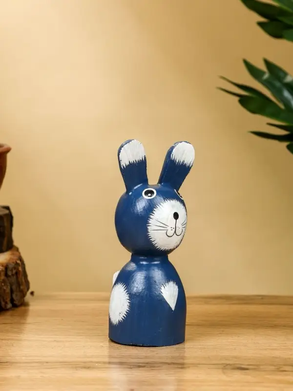 Набор сувенирный "Зайки" дерево H 14, 12, 9 см, цв. синий