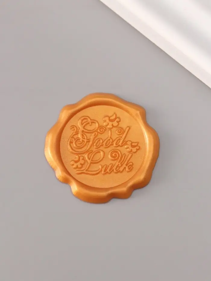 Сургучный оттиск &laquo;Удачи&raquo;, декоративный элемент для приглашений, конвертов и сертификатов, золото, d=3.2 см