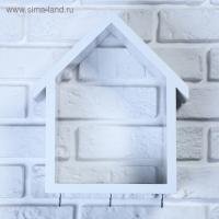 Ключница-полка Домик средняя, 3 крючка, белая, 29,5*25*10