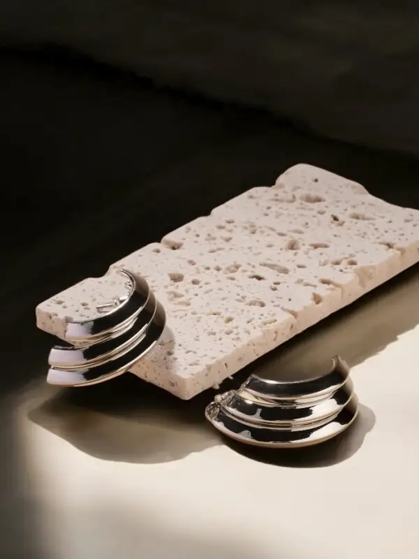 Серьги металл "Трио" на увеличение, цвет серебро