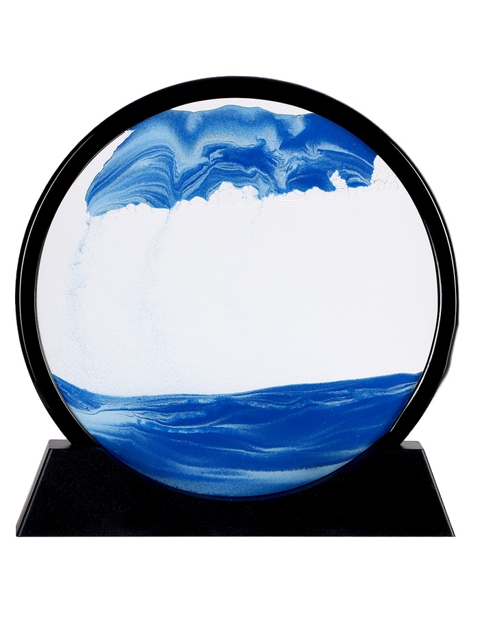 Песочные часы-картина, d-26 см, антистресс, песок синий