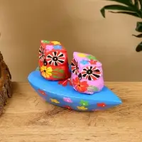 Сувенир "Пара совят" дерево 14х7х9 см, цв. красный/сиреневый