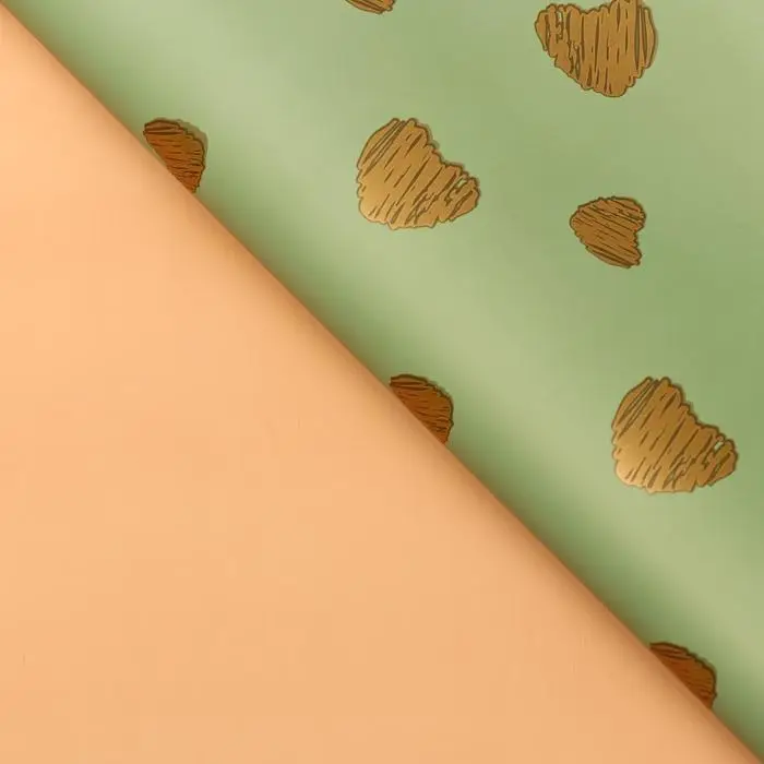 Пленка матовая &laquo;Золотые сердца&raquo;, лаймовый, 58&times;58 см