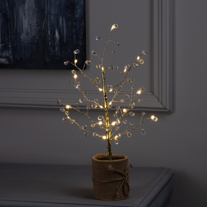 Светодиодный куст &laquo;Капли росы&raquo; 45 см, 24 LED, батарейки AAx3 (нет в комплекте), свечение тёплое белое