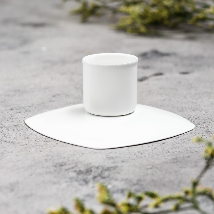 Подсвечник "Квадрат" металл на 1 свечу, 7х3 см, белый