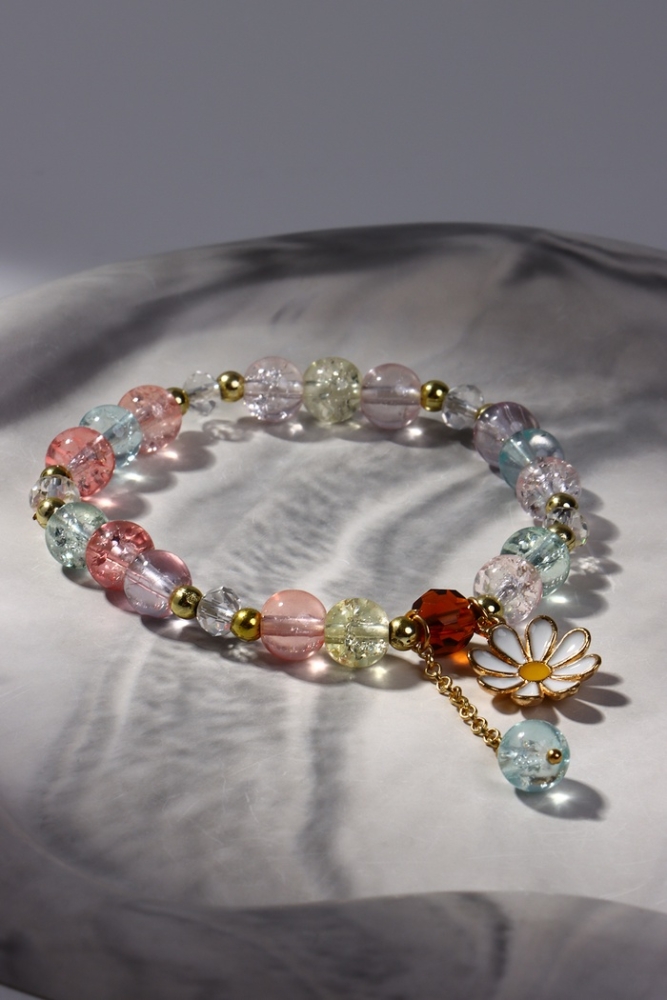 Браслет &laquo;Радость&raquo; ромашка, цветной в золоте, d=7