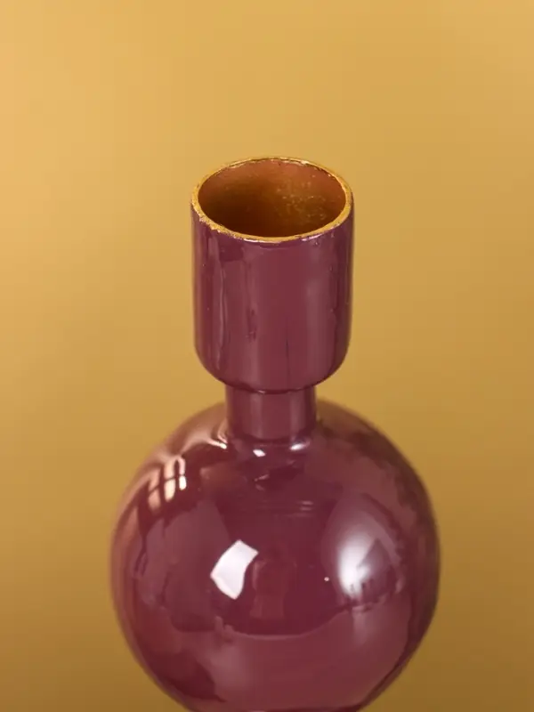 Подсвечник на 1 свечу текстурный "Баклажановый" с 3 сферами 10х10х25 см