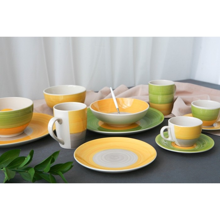 Тарелка керамическая обеденная Доляна &laquo;Бутон&raquo;, d=27 см, цвет жёлтый