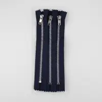 Молния металлическая, №5, неразъёмная, замок автомат, 18 см, тёмно-синяя