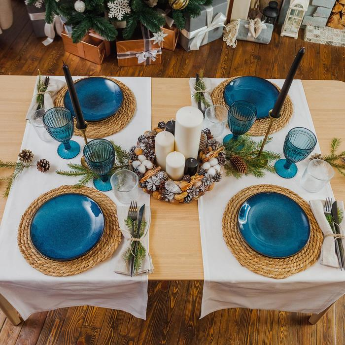 Тарелка керамическая обеденная &laquo;Лунная тропа&raquo;, d=21 см, цвет синий