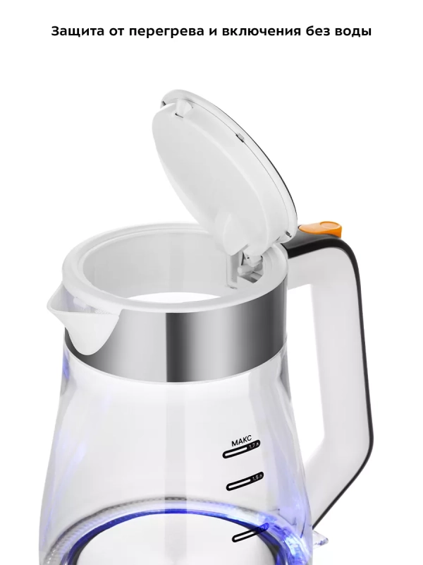 Чайник электрический стеклянный КТ-6626 - 1.7 л