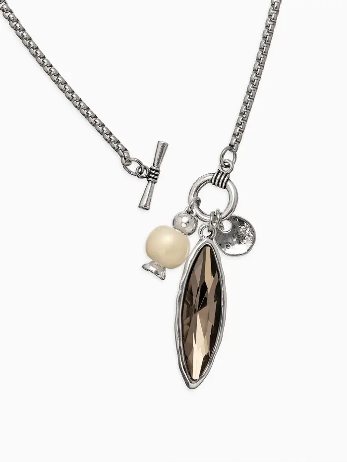 Кулон на цепочке "Стиль" эллипс, цвет серый в серебре