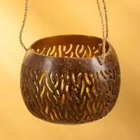 Подсвечник подвесной из кокоса, 9-12 см, коричневый