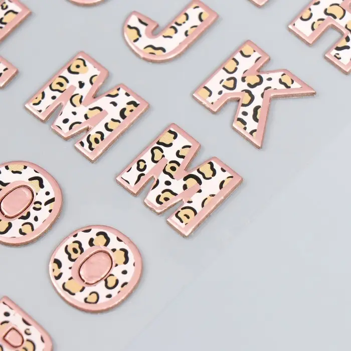 Наклейка пластик "Английский алфавит и цифры. Леопард" 31х14 см