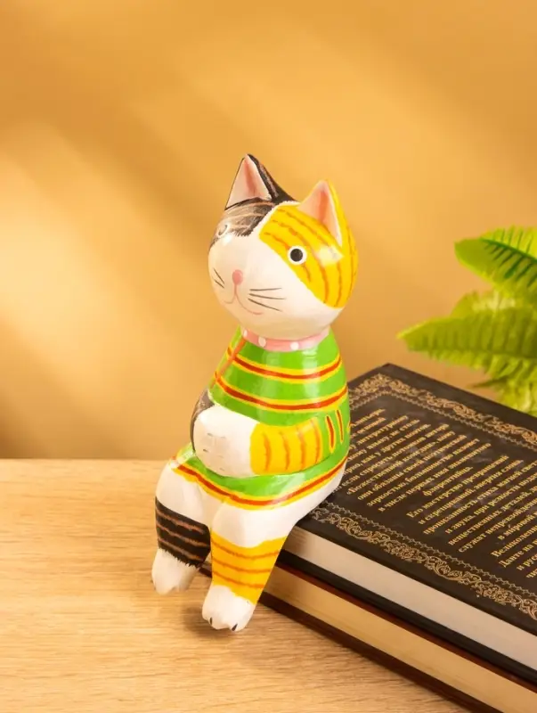 Сувенир дерево "Кошка сидящая" цв. жёлтый, 6х6х15 см