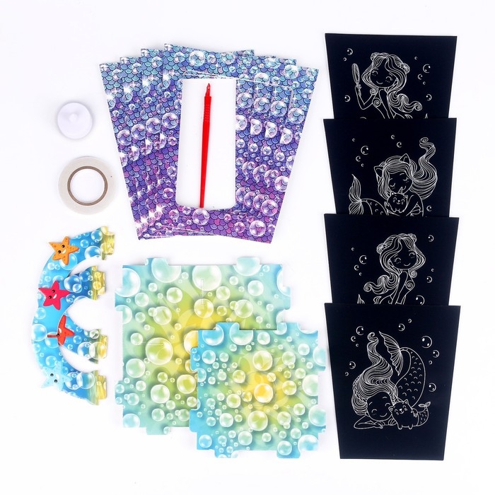 Набор для творчества «Создай ночник с гравюрой. Русалочка», 3Д конструктор, голографическая гравюра, 3+ Набор для творчества «Создай ночник с гравюрой. Русалочка», 3Д конструктор, голографическая гравюра, 3+