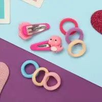 Набор для волос "Карамель" (10 резинок 1,5 см, 2 невидимки 3,5 см) дракончики, розовый