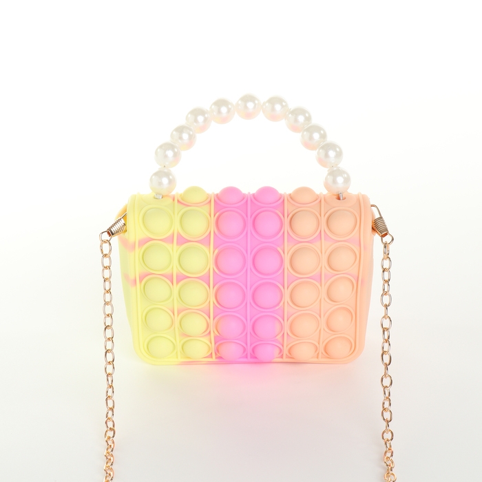 Сумка детская для девочки на замке «Выбражулька», pop it, цвет бежевый/розовый/жёлтый Сумка детская для девочки на замке «Выбражулька», pop it, цвет бежевый/розовый/жёлтый