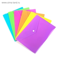 Папка-конверт на кнопке, А5, 180 мкм, Calligrata рифлёная, флуоресцентная, МИКС Папка-конверт на кнопке, А5, 180 мкм, Calligrata рифлёная, флуоресцентная, МИКС