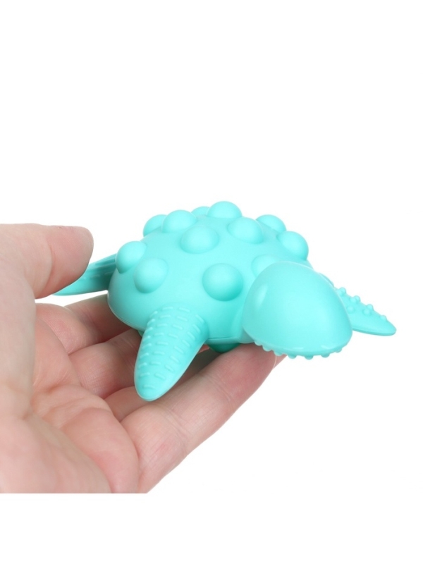 Прорезыватель силиконовый для зубов с погремушкой Крошка Я &laquo;Черепаха&raquo;, бирюзовый