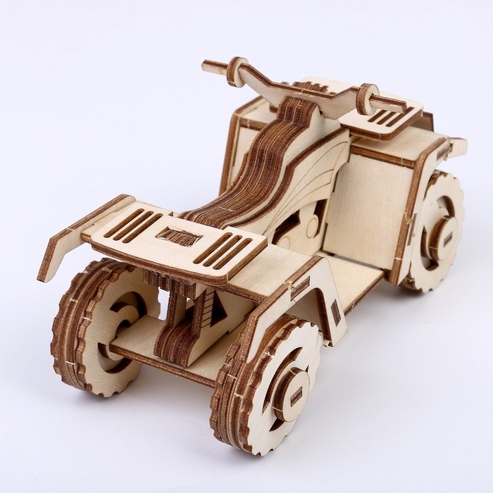 Конструктор из дерева &laquo;Квадроцикл&raquo;, 14х7,7х8,3 см, в комплекте краски, кисточка и наждачная бумага